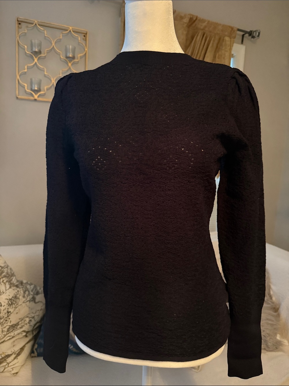 Nordstrom Black Long-Sleeve Knit Top